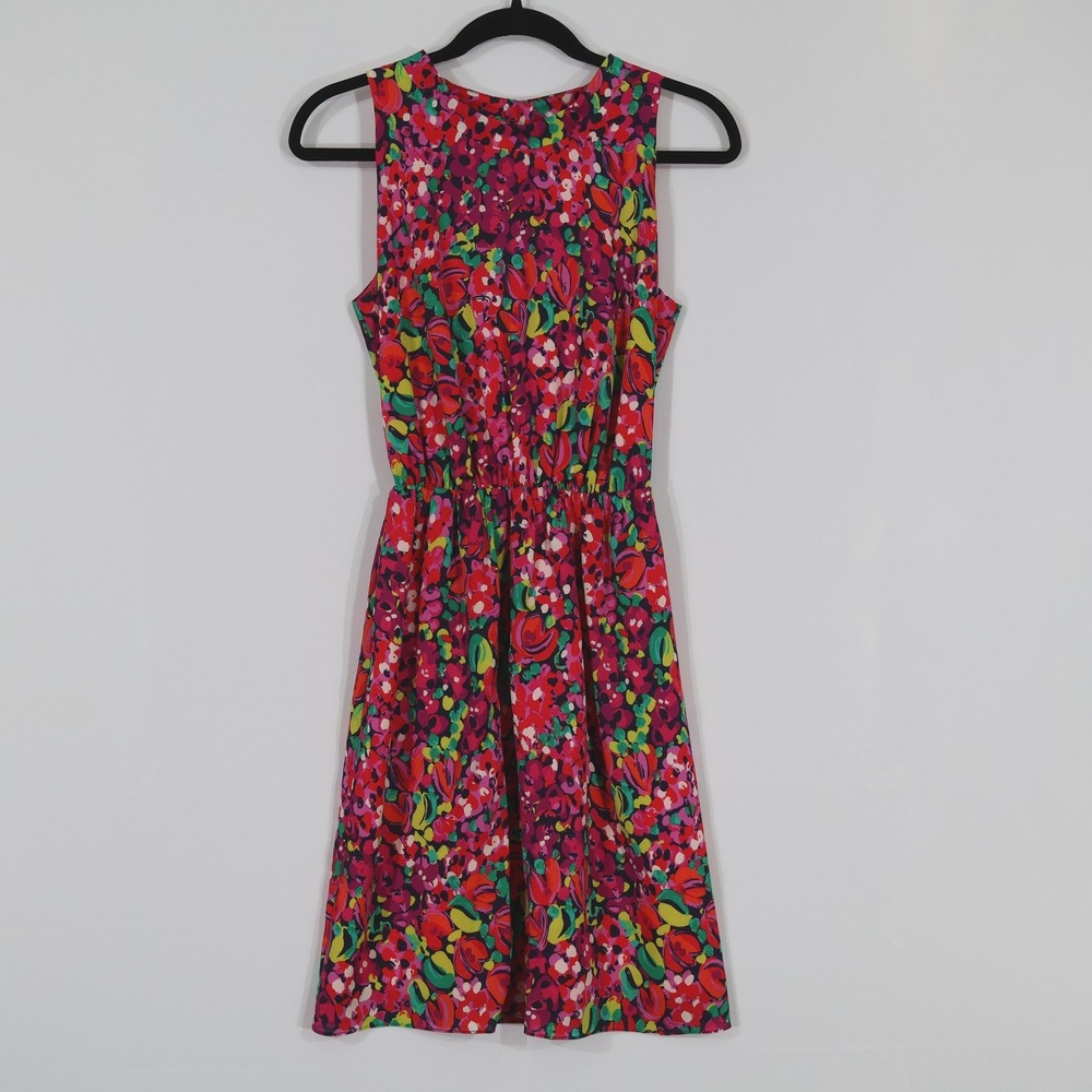 Lilly Pulitzer Floral Midi Dress Womens Small Pink Fit Flare Feminine Chic Boho